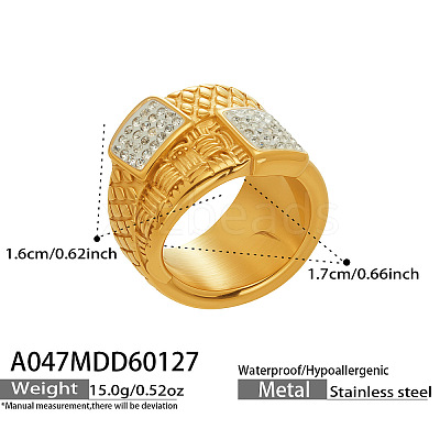 304 Stainless Steel Micro Pave Cubic Zirconia Finger Rings WG92048-01-1