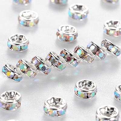 Brass Grade A Rhinestone Spacer Beads RSB034NF-02-1