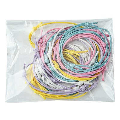 30Pcs 5 Color Adjustable Waxed Polyester Braided Cord Bracelets X1-BJEW-FZ00016-1