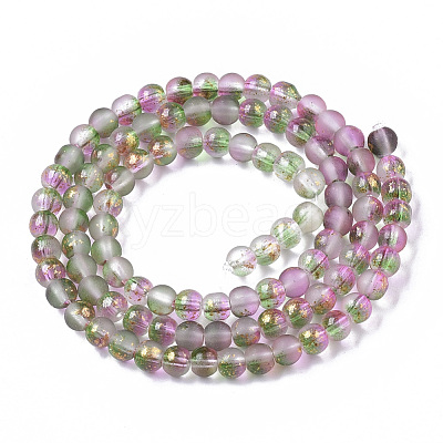 Frosted Spray Painted Glass Beads Strands GLAA-N035-03A-C01-1