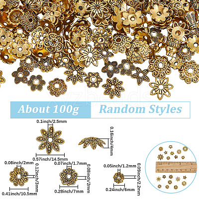 2 Sets Tibetan Style Alloy Bead Caps FIND-SC0019-65AG-1