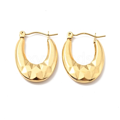 Ion Plating(IP) 304 Stainless Steel Chunky Oval Hoop Earrings for Women EJEW-A076-06G-1
