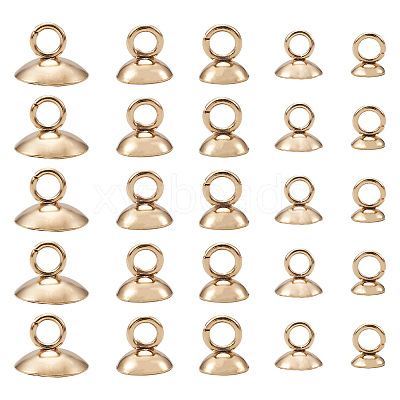 75pcs 5 Styles 304 Stainless Steel Bead Cap Pendant Bails STAS-CD0001-14-1