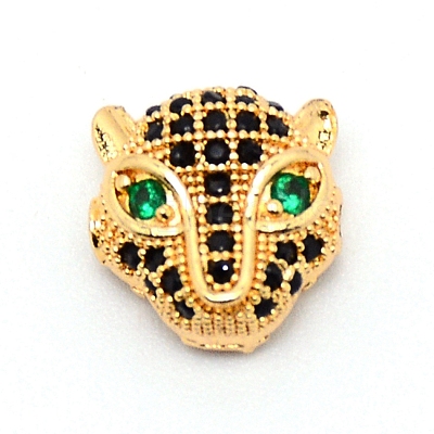 Brass Micro Pave Black & Green Cubic Zirconia KK-TAC0007-01D-1