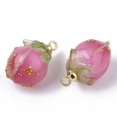 Handmade Epoxy Resin Flower Pendants X-KY-S163-103C-1