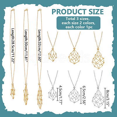 304 Stainless Steel Crystal Stone Cage Pendant Necklaces NJEW-PH01546-1