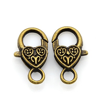 Tibetan Style Heart Lobster Claw Clasps MLF014Y-NF-1