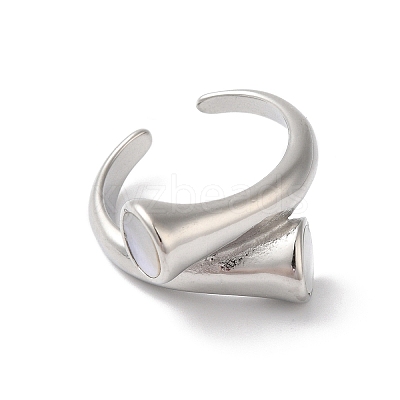 Shell Open Cuff Ring for Women RJEW-C091-03P-01-1