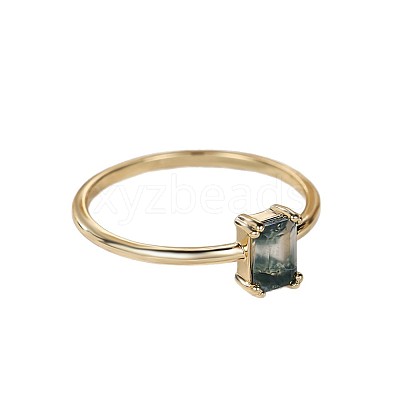 Brass and Moss Agate Finger Rings for Women FS-WGD1EDF-03-1