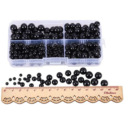 316 Pcs Synthetic Black Stone Round Beads Sets G-PH0019-03-1