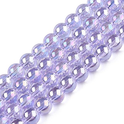 Electroplate Transparent Glass Beads Strands X-GLAA-T032-T6mm-AB01-1