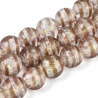 Handmade Foil Glass Beads Strands FOIL-N033-05H-1