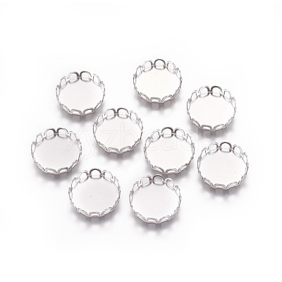 Tarnish Resistant 316 Surgical Stainless Steel Lace Edge Bezel Cups X-STAS-I118-07P-02-1