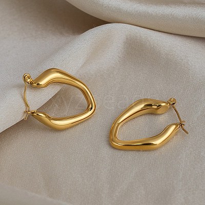 Hollow Nuggets 304 Stainless Steel Hoop Earrings EJEW-P345-05G-1
