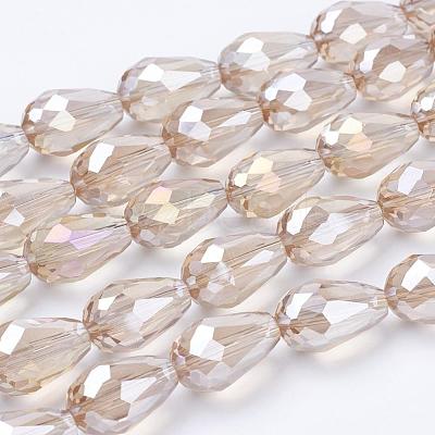 Electroplate Glass Beads Strands EGLA-D015-15x10mm-25-1