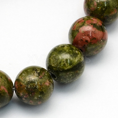 Natural Unakite Round Beads Strands G-S175-4mm-1