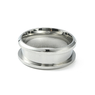 201 Stainless Steel Grooved Finger Ring Settings STAS-TAC0001-10A-P-1
