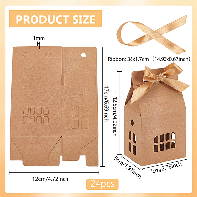 Hollow House Shaped Kraft Paper Candy Boxes CON-WH0105-12-1