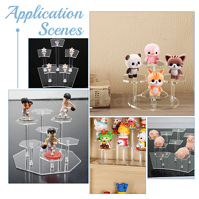 10-Slot Transparent Acrylic Minifigures Display Risers ODIS-WH0043-29B-1