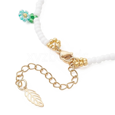 Floral Glass Seed Bead Charm Bracelets for Women BJEW-MZ00306-04-1