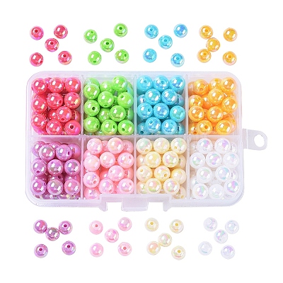 8 Color Plating Eco-Friendly Poly Styrene Acrylic Beads SACR-X0015-06-8mm-1