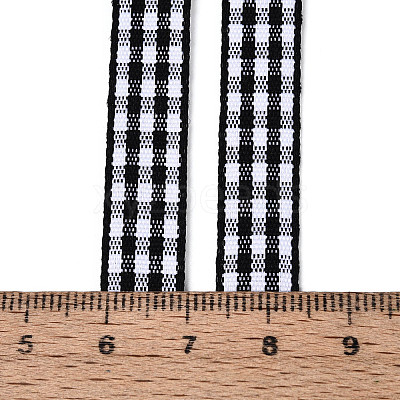 Single Face Plaid Polyester Satin Ribbon SRIB-T009-10B-1