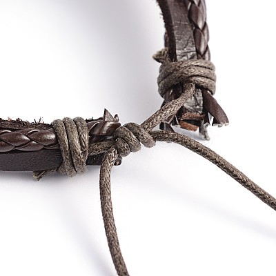 Adjustable Leather Multi-Strand Bracelets BJEW-O105-02A-1