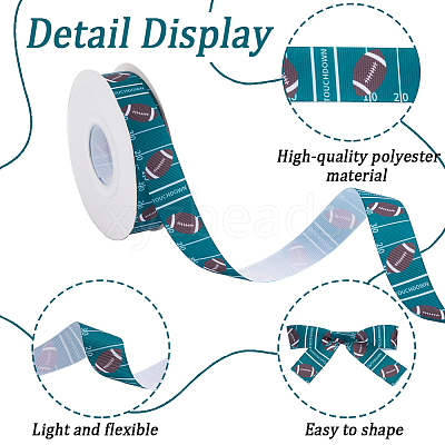 25 Yards Sport Ball Theme Printed Polyester Grosgrain Ribbon OCOR-WH20002-03A-01-1