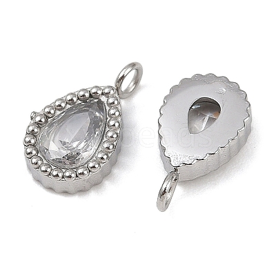 304 Stainless Steel Micro Pave Cubic Zirconia Charms STAS-K302-01C-P-1