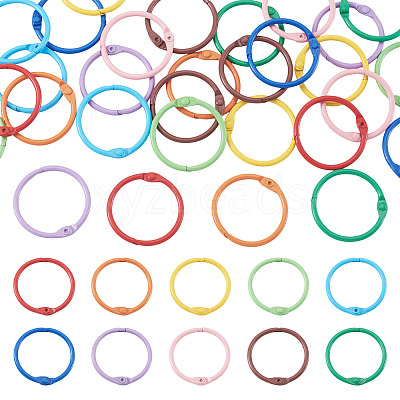 30Pcs 10 Colors Spray Painted Iron Hinged Binder Rings IFIN-TA0001-77-1