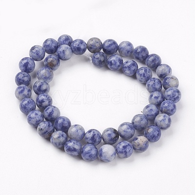 Natural Blue Spot Jasper Bead Strands G-R193-15-8mm-1