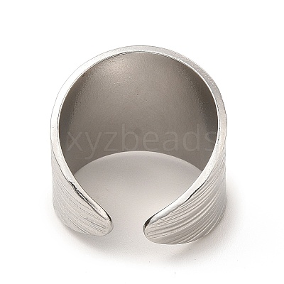 Non-Tarnish 304 Stainless Steel Textured Wide Open Cuff Ring for Women RJEW-E070-01P-1