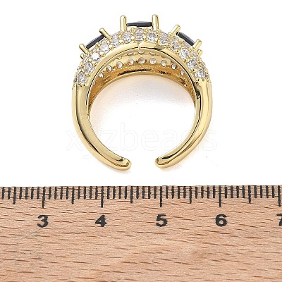 Brass Micro Pave Cubic Zirconia Cuff Open Rings for Women RJEW-L343-13G-1