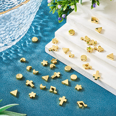 36Pcs 6 Styles Brass Beads KK-TA0002-07-1