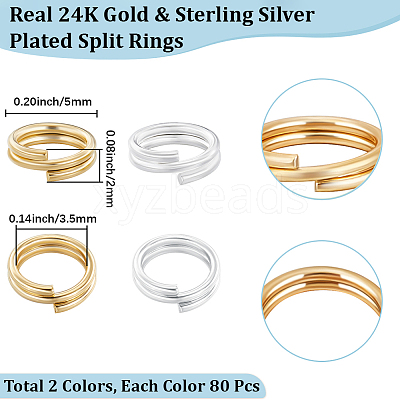 160Pcs 2 Colors Brass Split Rings KK-BBC0023-08A-1
