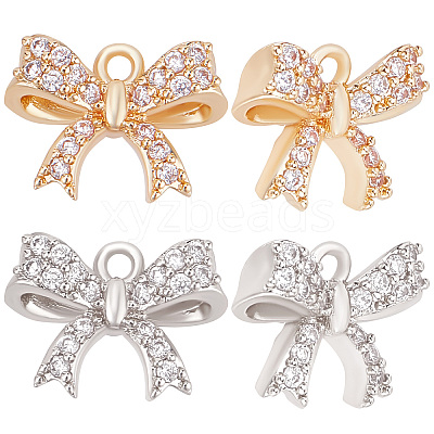 12Pcs 2 Colors Rack Plating Brass Micro Pave Cubic Zirconia Charms ZIRC-BBC0001-30-1