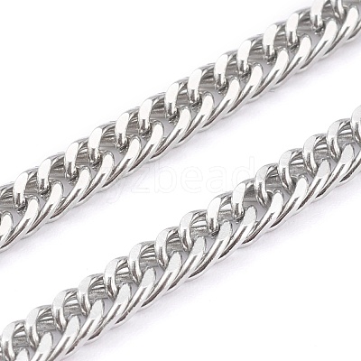 Non-Tarnish 304 Stainless Steel Diamond Cut Cuban Link Chain Necklaces NJEW-JN03368-02-1