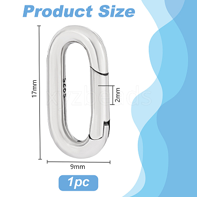 1Pc Rhodium Plated 925 Sterling Silver Spring Rings Clasp STER-PH0002-26-1