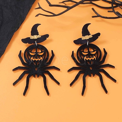 Alloy Acrylic Spider Dangle Stud Earrings EJEW-Z142-04P-1