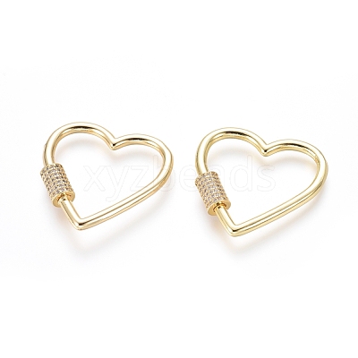 Brass Micro Pave Cubic Zirconia Screw Carabiner Lock Charms ZIRC-I031-11G-01-1