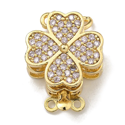 Brass Micro Pave Cubic Zirconia Box Clasps KK-U037-23G-02-1