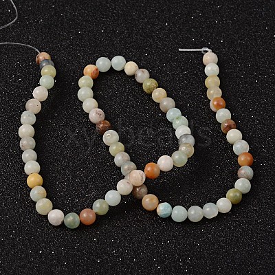 Natural Flower Amazonite Round Bead Strands X-G-D608-8mm-1