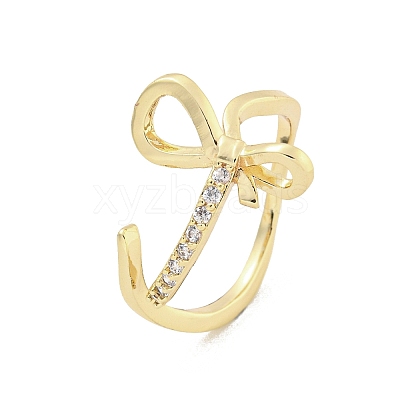 Brass Micro Pave Cubic Zirconia Cuff Rings RJEW-I103-073G-1