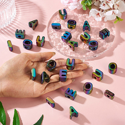 50Pcs 5 Styles UV Plating Opaque Acrylic Beads PACR-TA0001-31E-1