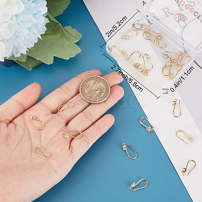 30Pcs Brass Micro Pave Clear Cubic Zirconia Earring Hooks KK-BBC0005-14-1