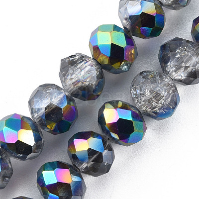 Transparent Crackle Electroplate Glass Beads Strands EGLA-T008-028-B01-1