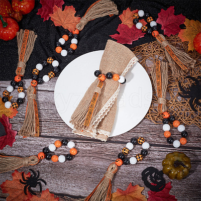 Wood Beaded Napkin Ring AJEW-PH01539-1