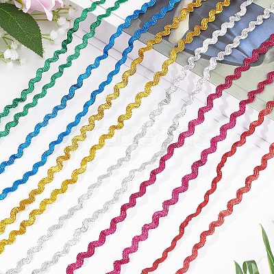 6 Yards 6 Colors Polyester Wavy Fringe Trim Ribbon OCOR-WH0080-44B-1