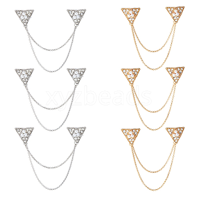 6Pcs 2 Colors Triangle Lapel Pins JEWB-FH0002-55-1