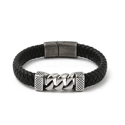 Braided Leather Cord Bracelets for Men BJEW-Z081-18AS-1